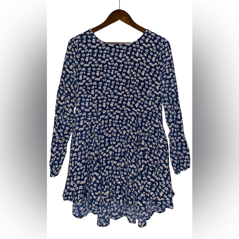 Umgee Floral Tunic Babydoll Coquette Top Boho Indie Hippie Festive Women L